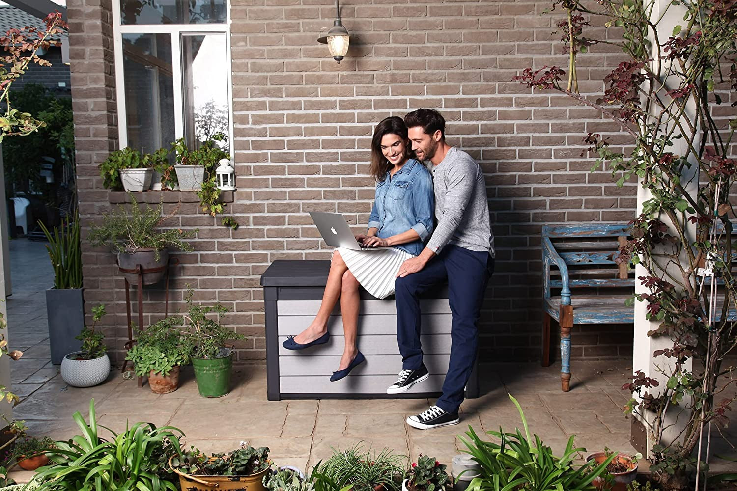 Denali 100 Gallon Resin Large Deck Box – Grey / Black