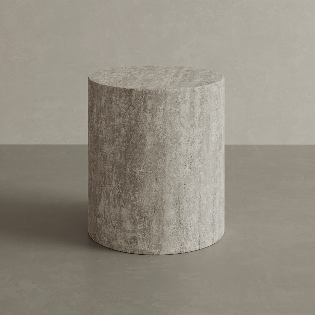 Porto Travertine Side Table, White