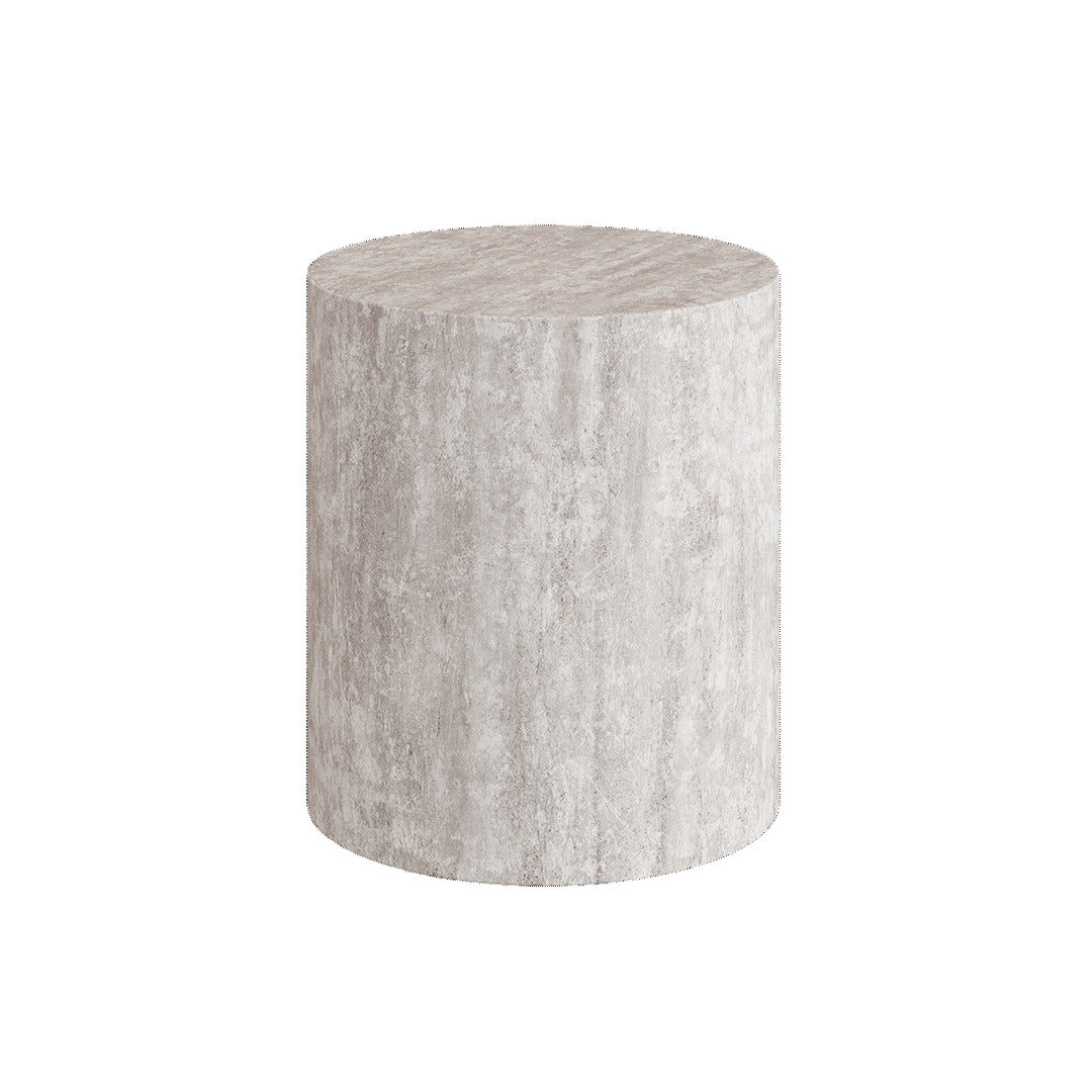Porto Travertine Side Table, White