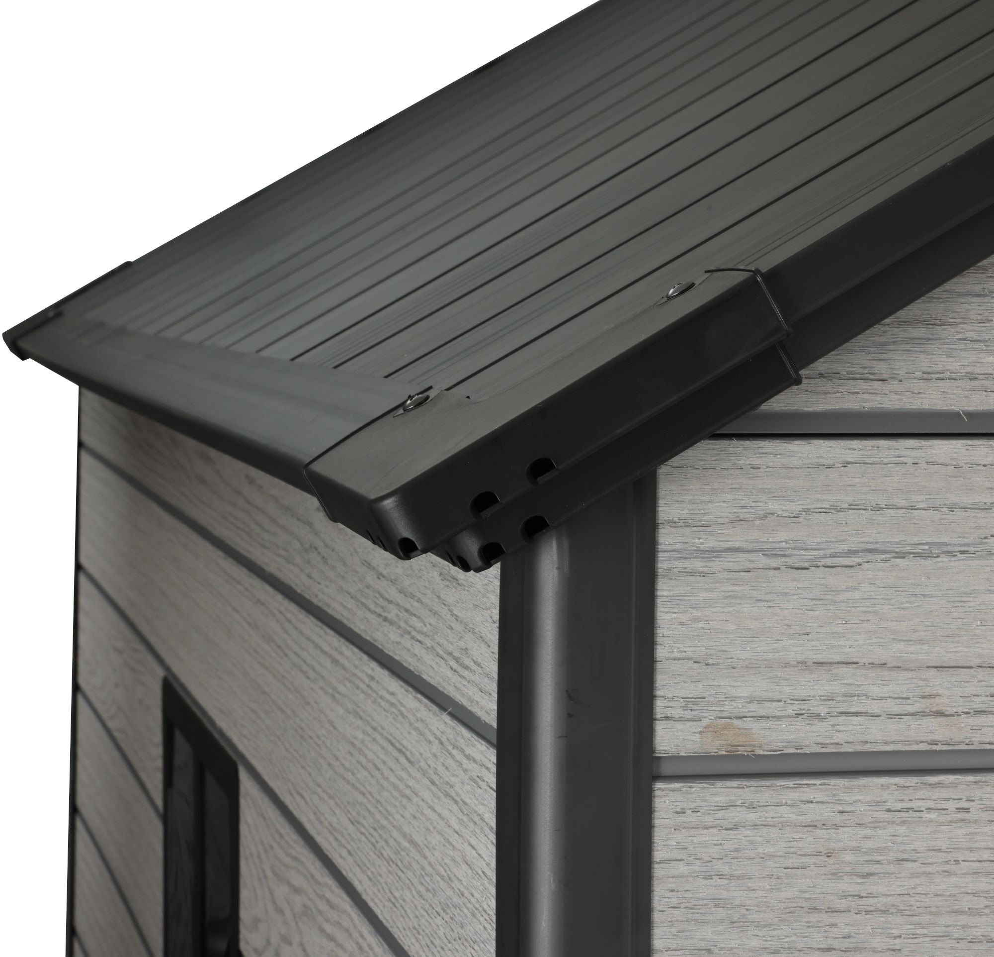 Pro Grade 6ft x 8ft Premium Plastic Double Door Garden Shed - Grey/Anthracite Wood Touch Texture